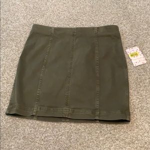 Olive denim mini skirt